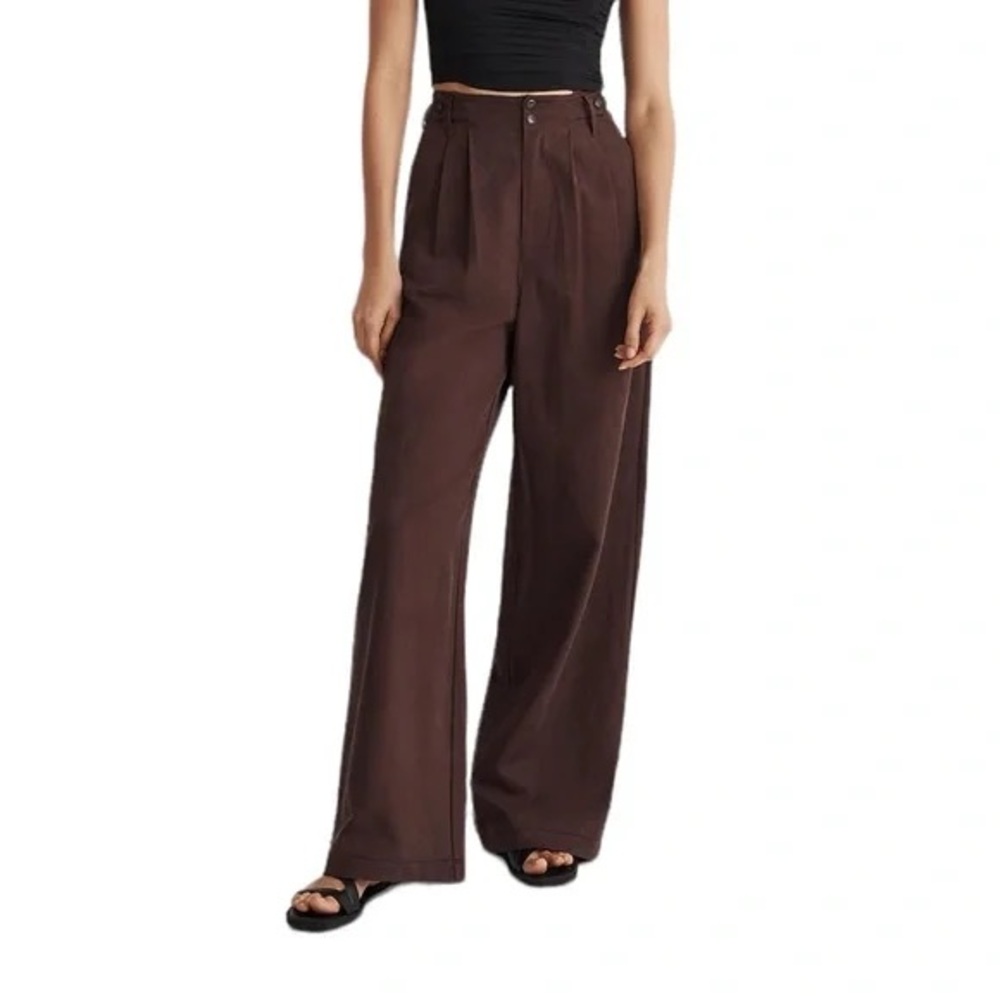 Madewell The Petite Harlow Wide-Leg Pant / PETITE 4 / CHOCOLATE RAISIN